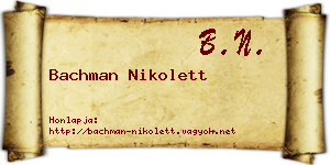 Bachman Nikolett névjegykártya